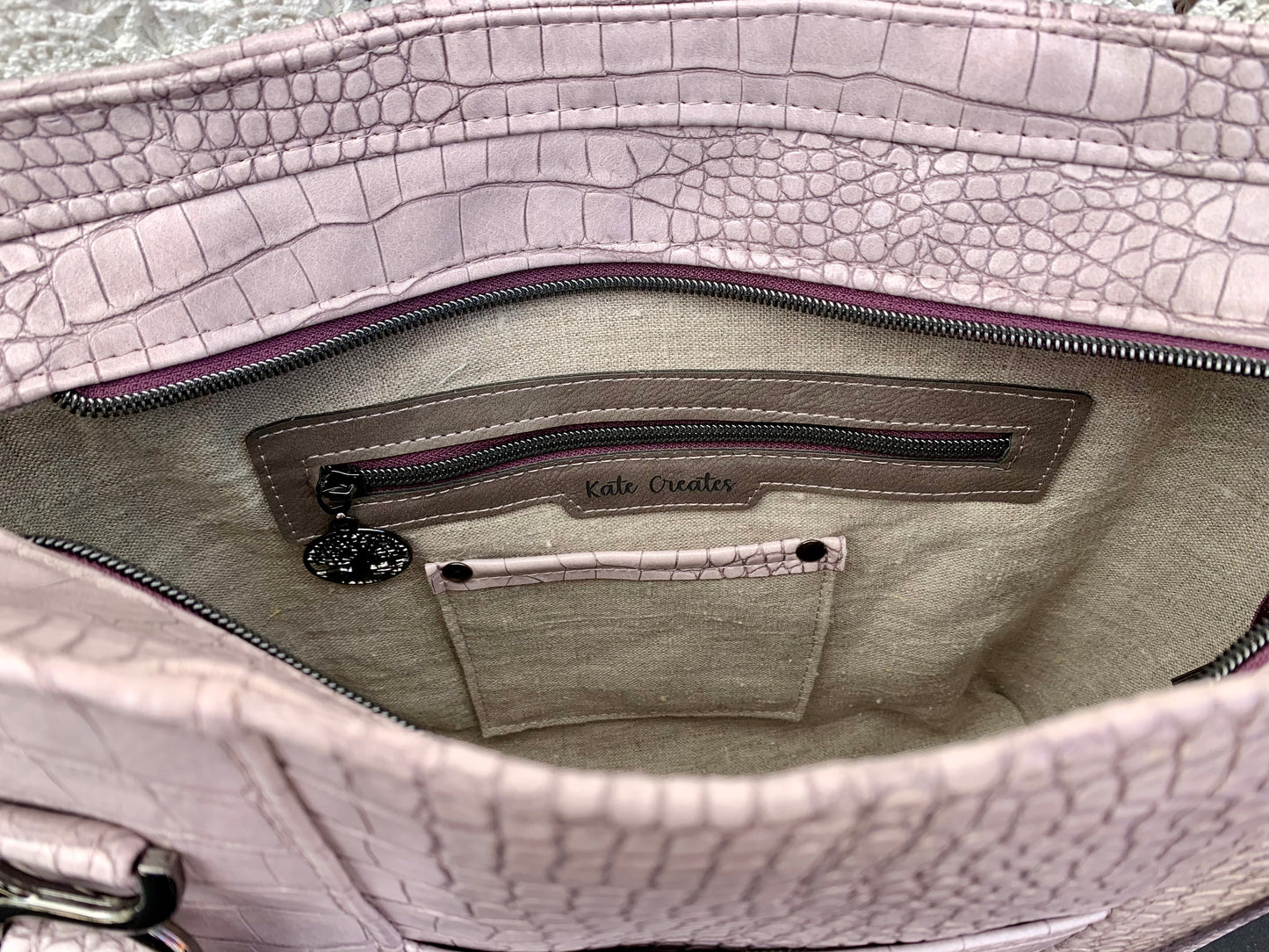 The Julie Classic Tote Faux Croc Lilac