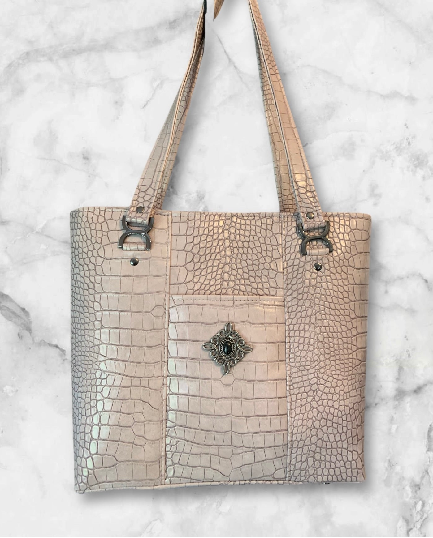 The Julie Classic Tote Faux Croc Lilac