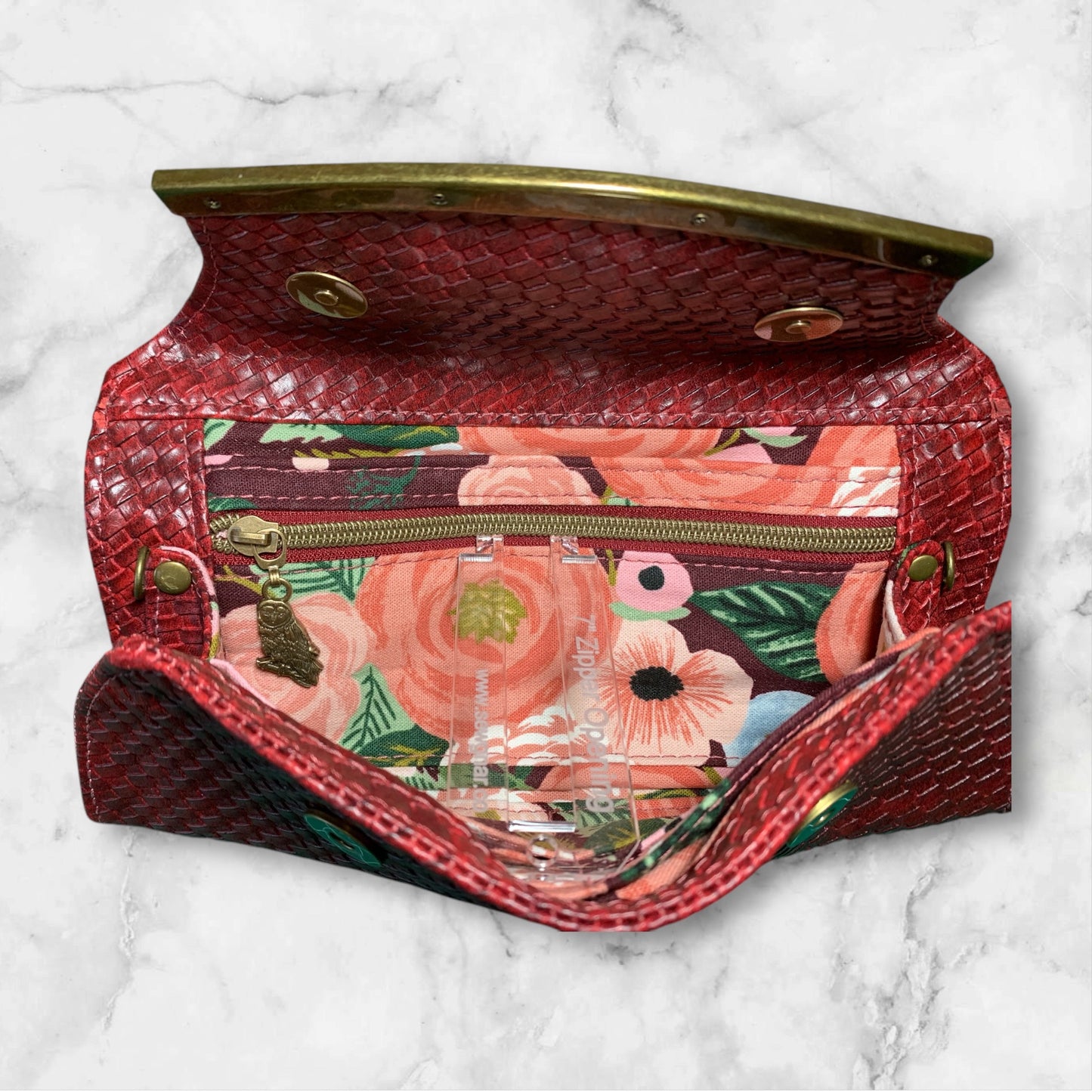 Deana Date Night Clutch Wallet Burgundy Basketweave