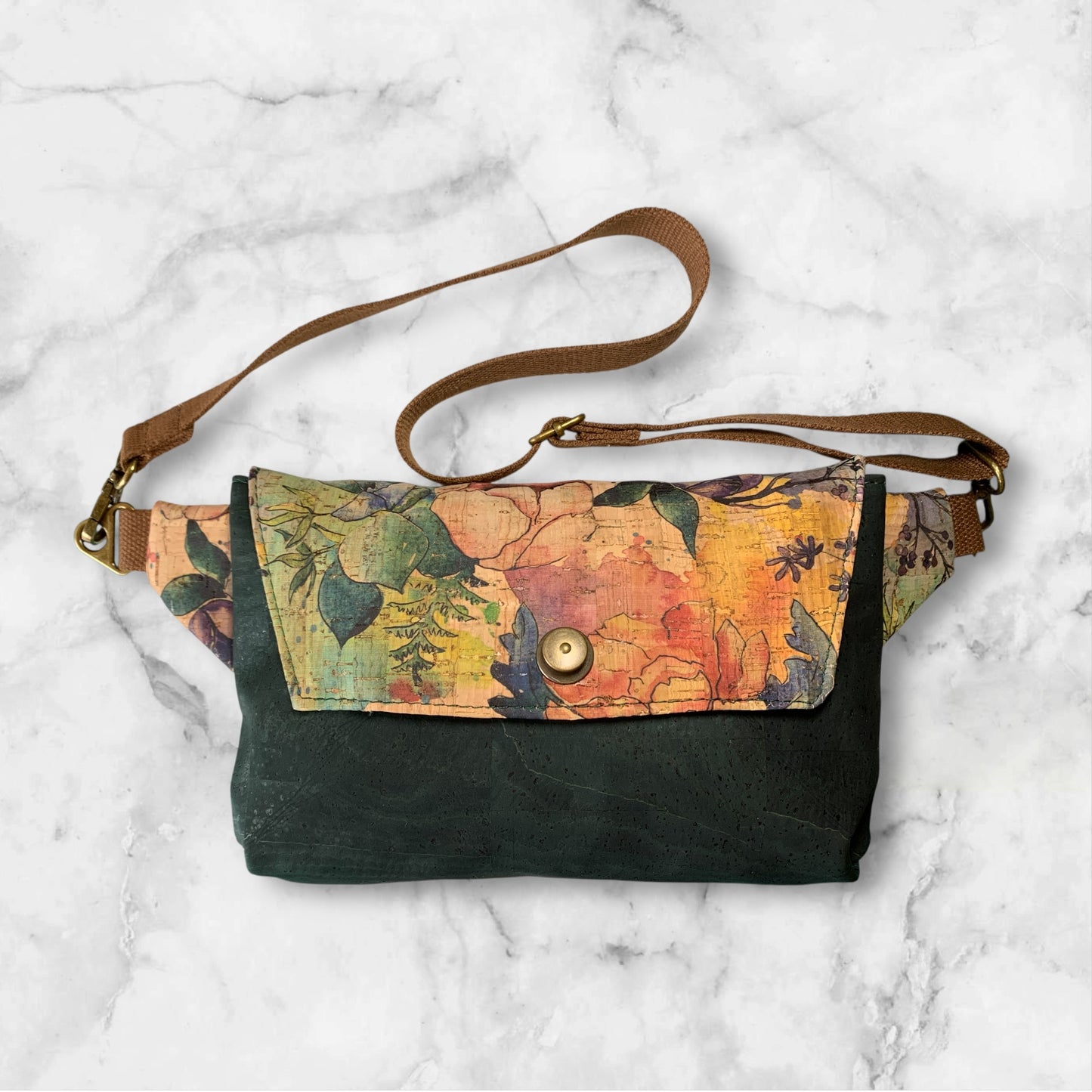 Haralson Belt Bag Cork Watercolor and Emerald