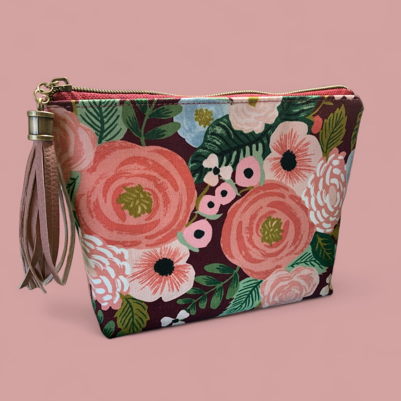 Zipper Pouch with Tassel Pink