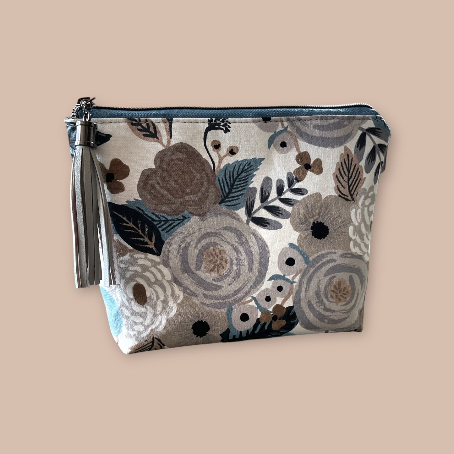 Zipper Pouch with Tassel Brown