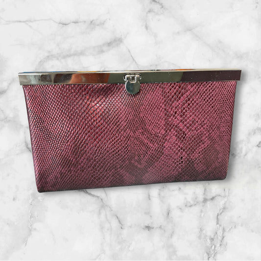 Rozy Wallet - Faux Python Burgundy