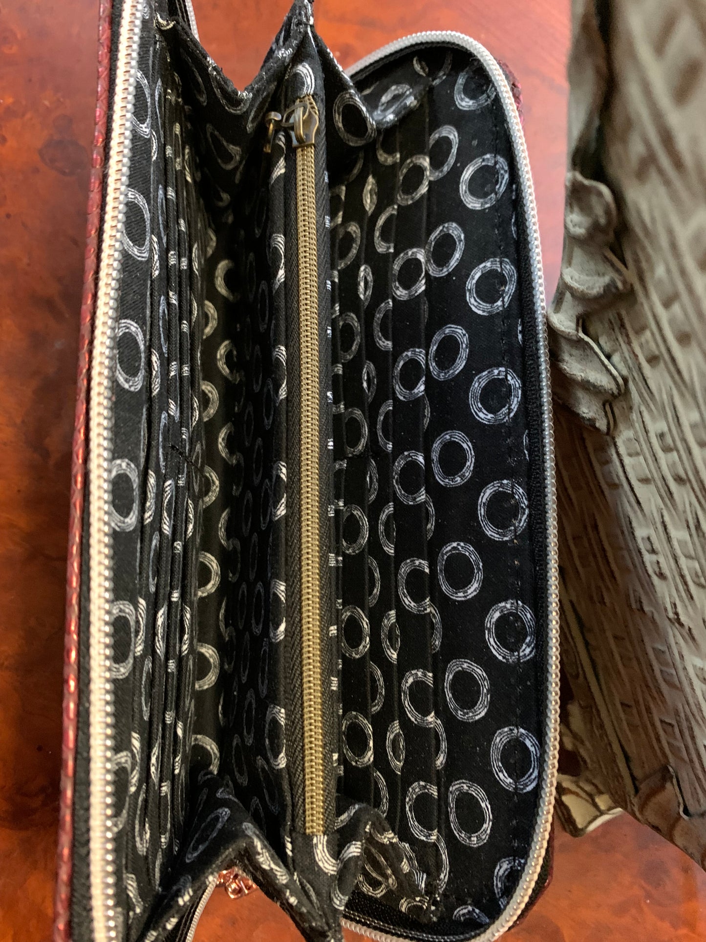 Zip Around Wallet Burgundy Python