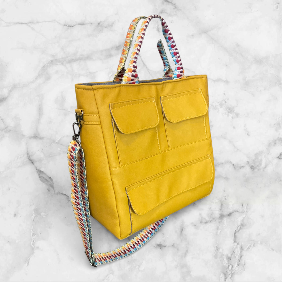 Avalow Tote Spicy Mustard Faux Leather