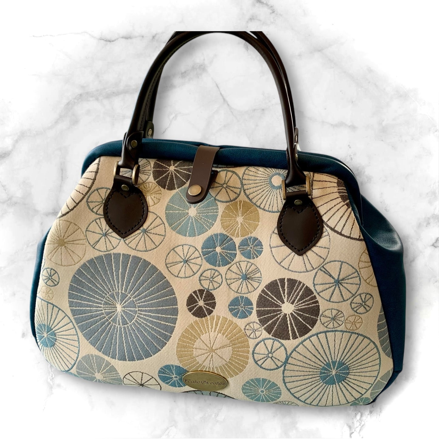 Miss Marple Carpet Bag Large Blue Circles