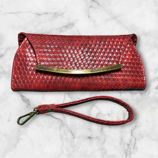 Deana Date Night Clutch Wallet Burgundy Basketweave