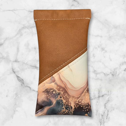 Pop Top Eyeglass Case Two Tone Blue Brown