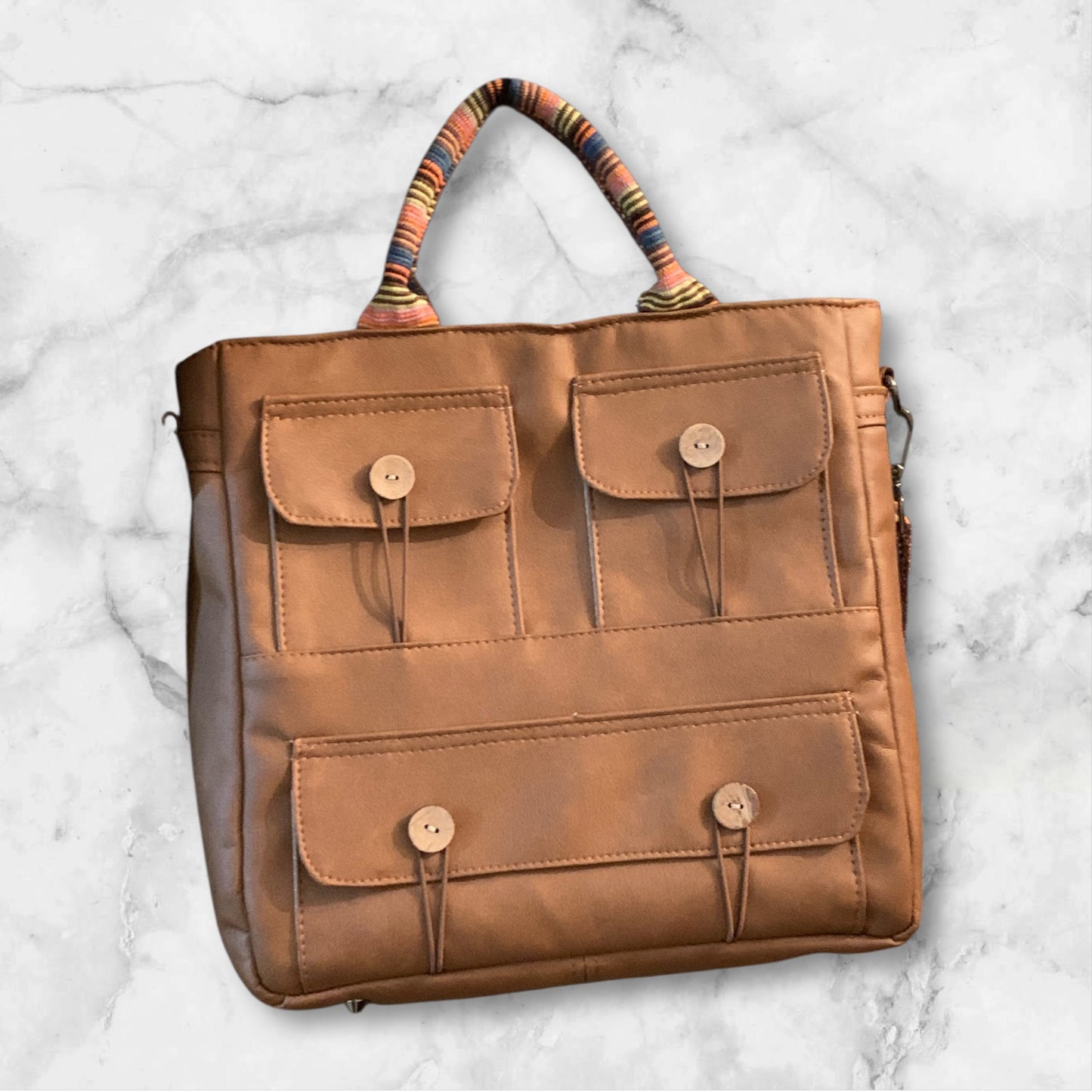Avalow Tote Brown Faux Leather