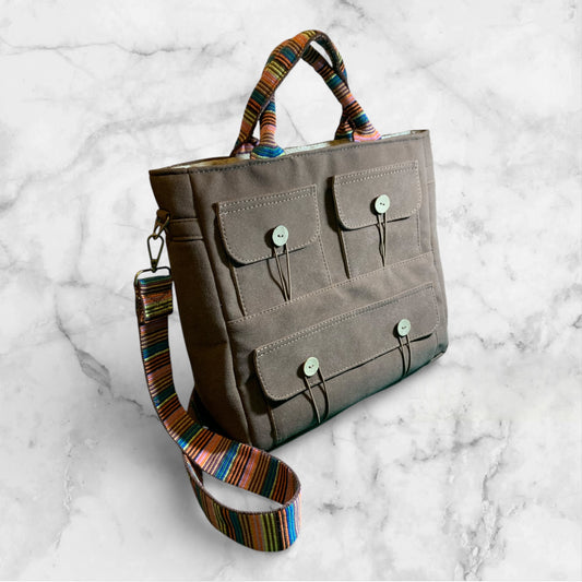 Avalow Tote Brown Faux Suede